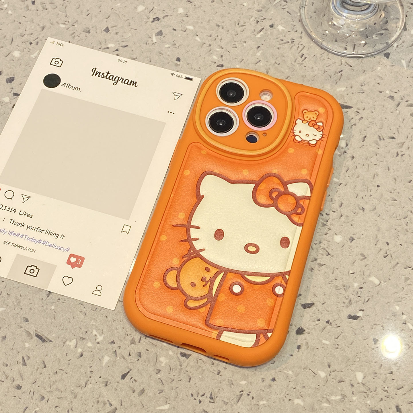 【每日新品】可爱ins橙色皮质小熊KT猫适用于苹果17promax手机壳iphone16保护套14全包13新款15pro/max手机套