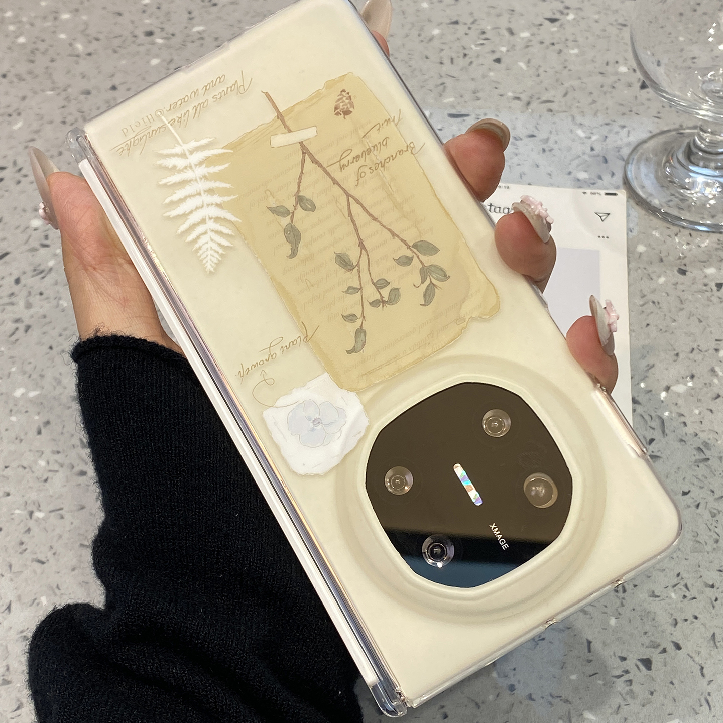 ins风手绘花草适用于华为matex5手机壳新款x6外壳x5典藏版matex6全包外屏壳matex3超薄x3折叠屏mate中轴防摔