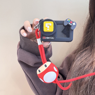 童年超级马里奥适用大疆action6保护套5pro兔笼4代3运动相机保护壳防水硅胶挂脖挂绳六代配件女镜头盖防尘壳