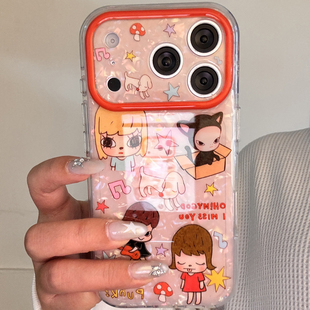日系卡通贝壳纹奈良美智适用于苹果17promax手机壳iphone16保护套2026网红爆款 15pro全包max超好看手机套 新款