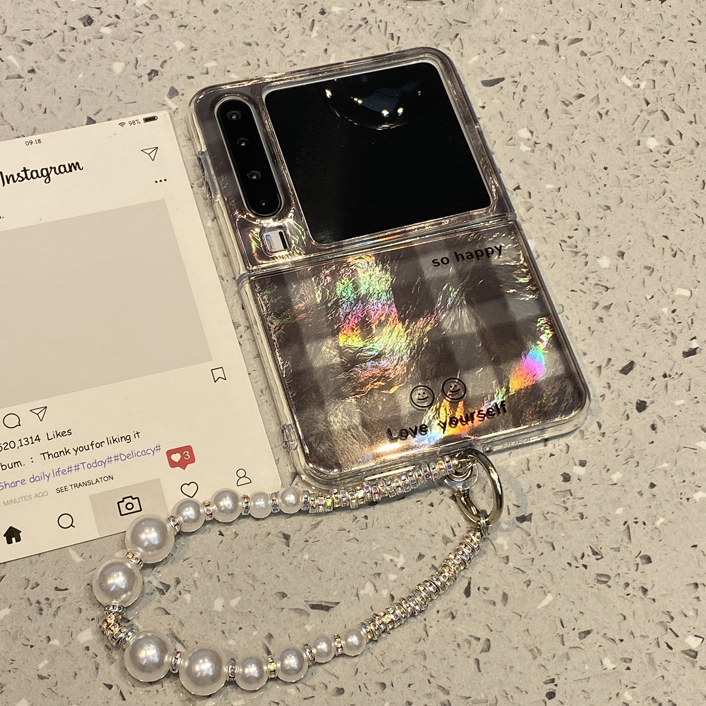 韩风ins黑格纹字母笑脸适用华为purax折叠屏手机壳pura/