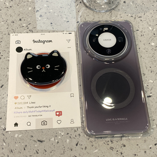 可爱黑猫咪磁吸支架适用华为mate80promax手机壳mate70pro超好看外壳mate60新款p80高级感pura70高级感不撞壳