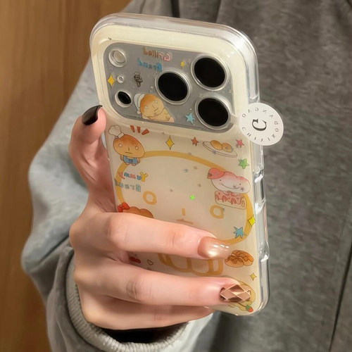 日韩ins可爱黄底闪粉线条烤焦面包适用于iphone18promax手机壳苹果17pro保护套16硅胶15全包防摔超好看巨好看