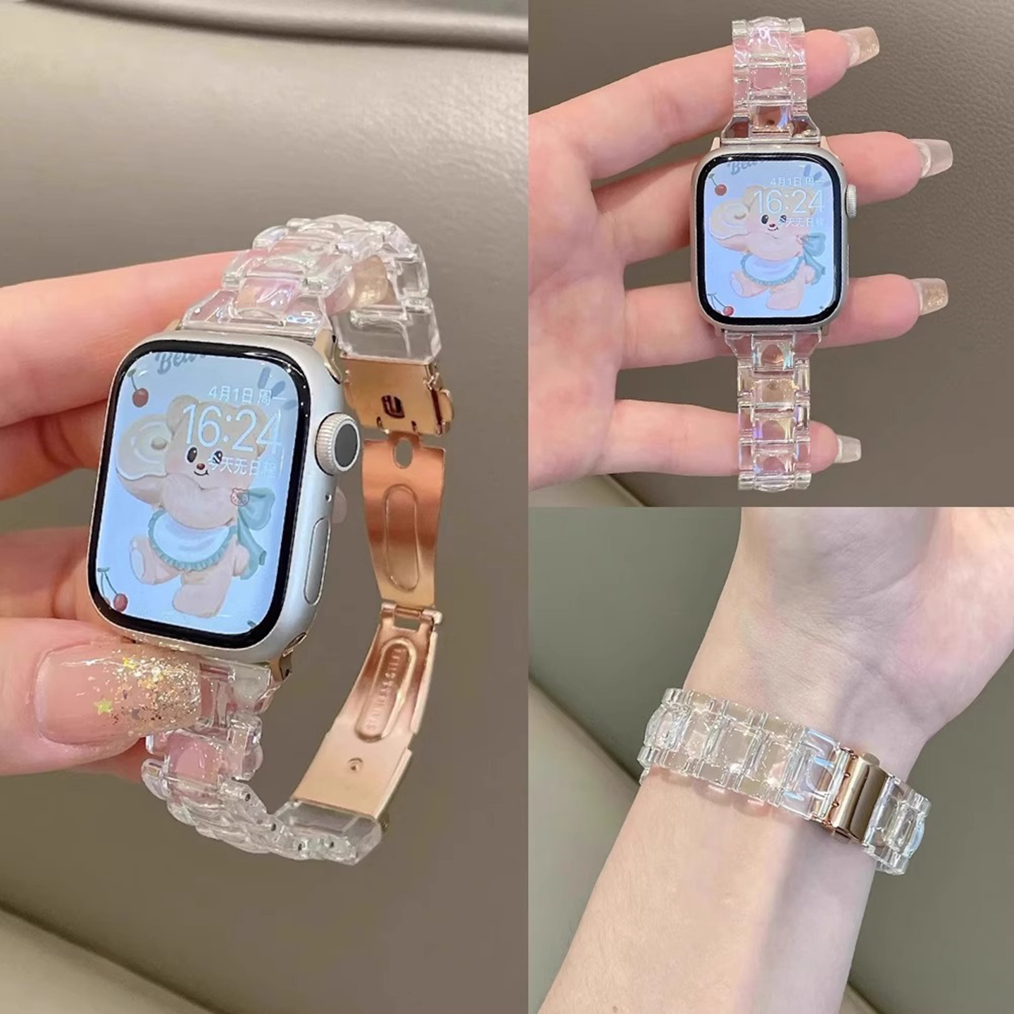 细款彩色糖果适用苹果手表applewatch10表带iwatchS8/S9/S10树脂7情侣6高级se新款华强北s9腕带ultra运动女夏