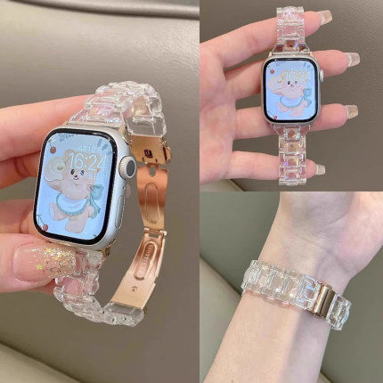 细款彩色糖果适用苹果手表applewatch10表带iwatchS8/S9/S10树脂7情侣6高级se新款华强北s9腕带ultra运动女夏