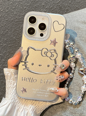 可爱甜酷卡通少女hellokitty猫适用于苹果16promax手机壳iphone15保护套14链条13防摔新款17pro高级max手机套
