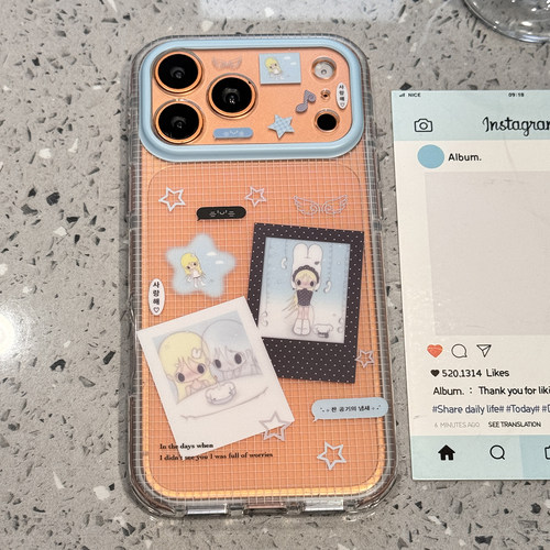 卡通可爱野有上秋插画适用于苹果17pro手机壳iphone16promax保护套新款152全包透明17pm超好看女款max手机套