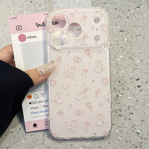趣味可爱卡通爱心小猫蝴蝶结适用于iphone17pro手机壳苹果16保护套14全包硅胶13新款15promax超好看max手机套