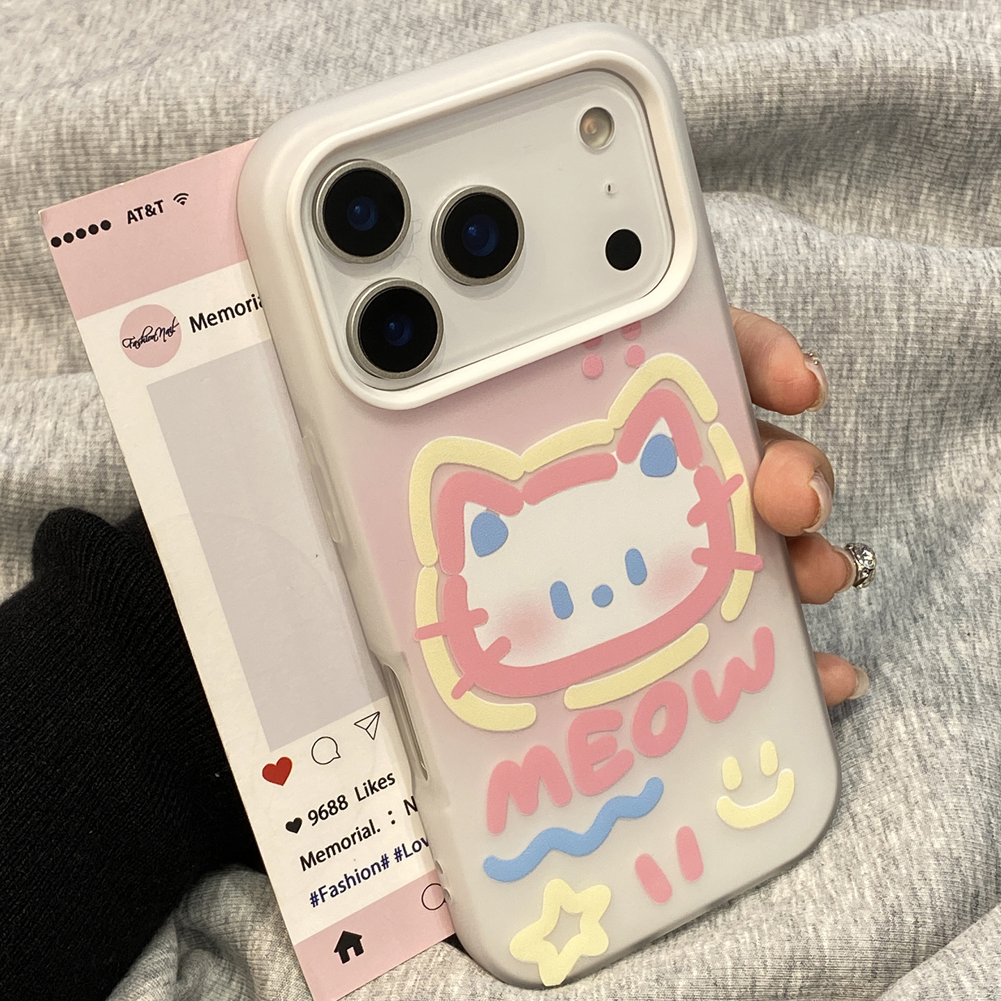 可爱简笔涂鸦猫咪适用于苹果17手机壳iphone16pro保护套14防摔13全包12新款15promax小众11情侣max手机套plus