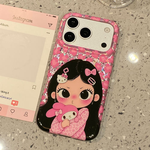 可爱粉色豹纹小玉适用于苹果18promax手机壳iphone17pro保护套16新款15超好看独特17pm巨好看女全包防摔超火