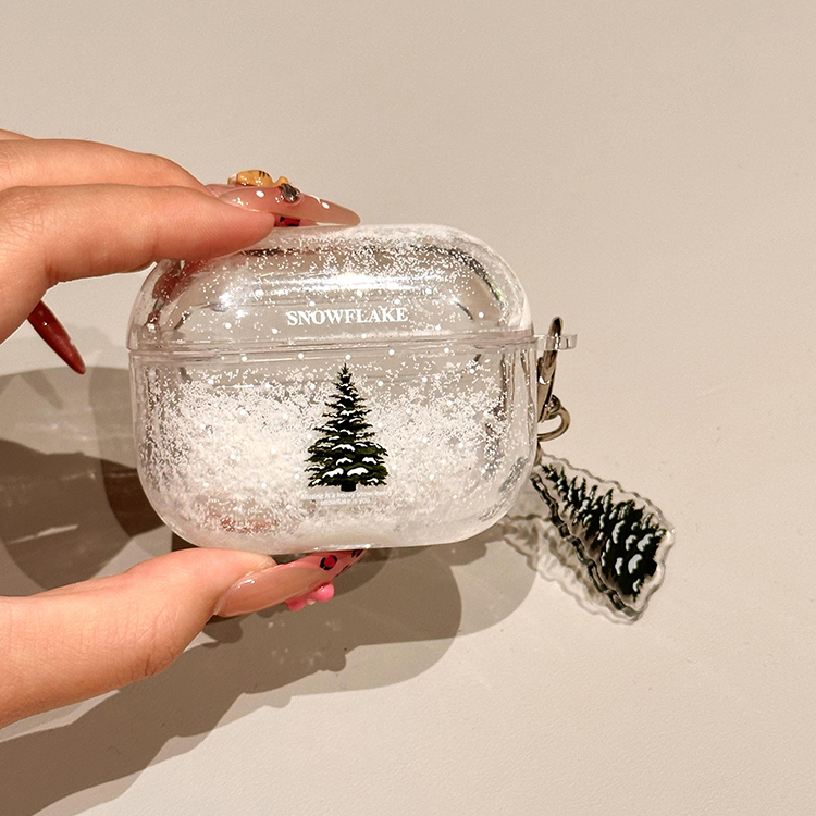 趣味可爱流沙雪花圣诞树适用苹果耳机保护套airpodspro2壳蓝牙2024新款airpods3三代二ipods高级感4女airpod