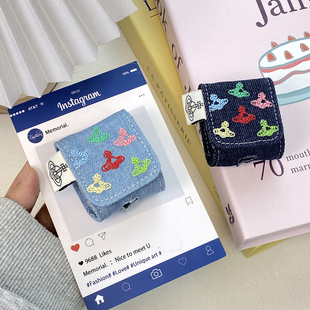 秋冬牛仔刺绣彩色星球适用airpods4保护套airpod3苹果pro3耳机壳二代无线蓝牙第三代aipods2代airpodpro四代