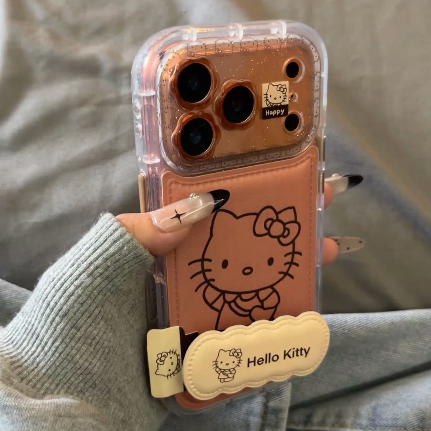 【每日新品】趣味可爱棕底kt猫适用于iphone17pro手机壳苹果16保护套14折叠支架13新款15promax个性max手机套