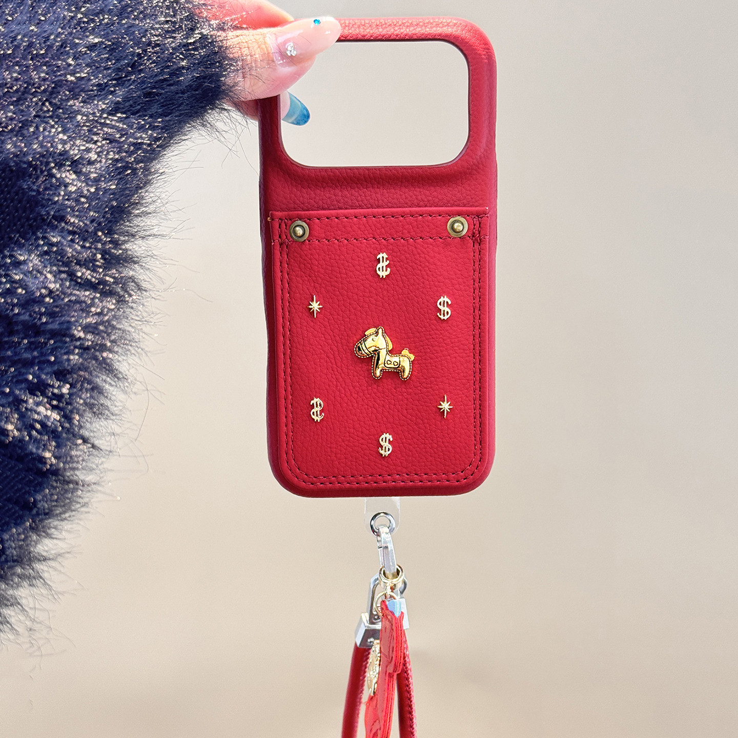 【每日新品】新年红卡包立体小马适用于苹果17promax手机壳iphone16保护套14皮质13新款15pro带挂绳max手机套,3C数码配件,手机保护套/壳,淘宝优惠券,粉丝福利购,淘宝优惠卷