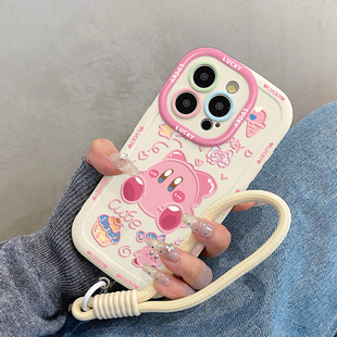 可爱星之卡比适用苹果17promax手机壳iphone16pro带挂绳15新款14原创13max/12x11/超火xs/xr女xsmax/8plus/7p