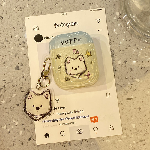 可爱涂鸦素描西高地适用airpods4保护套airpod3苹果pro耳机壳二代无线蓝牙第三代aipods2代挂件airpodpro四代