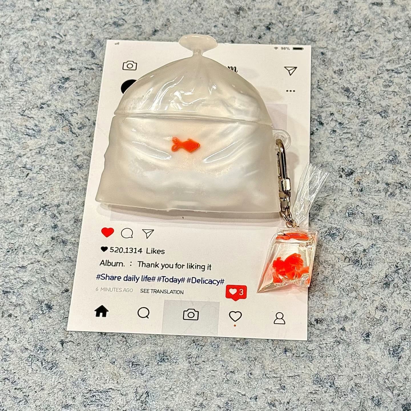 创意垃圾袋金鱼锦鲤挂件适用airpods4保护套airpod3苹果pro3耳机壳二代无线蓝牙三代aipods2代airpodpro四代