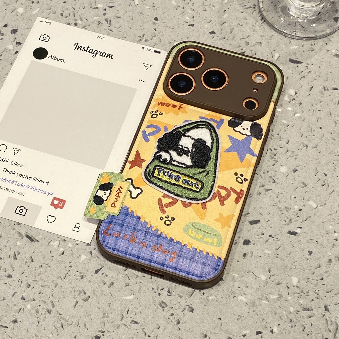 秋冬可爱星星刺绣小狗适用于苹果17promax手机壳iphone16保护套14皮质13全包新款15pro创意max不会撞的手机套