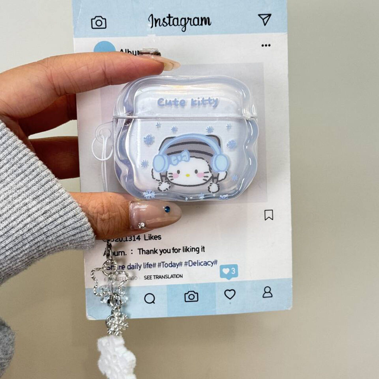 可爱ins雪花kt猫带挂件适用airpodspro2保护套新4代airpods3耳机套二代苹果保护壳airpodspro3无线蓝牙耳机壳,3C数码配件,耳机保护套,淘宝优惠券,粉丝福利购,淘宝优惠卷