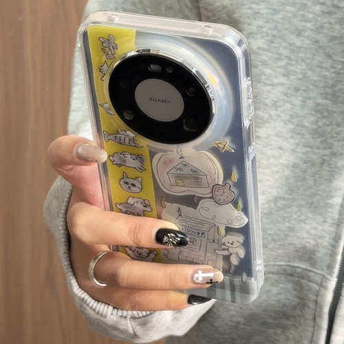 【每日新品】可爱猫咪插画适用于华为mate80promax手机壳mate70pro超好看mate60新款pura90外壳p70巨好看外壳