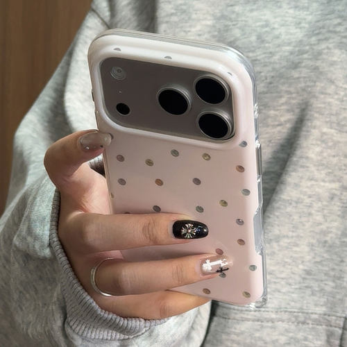 【每日新品】少女心粉底彩色波点适用于苹果18promax手机壳iphone17pro保护套16/15/17pm新款超好看巨好看官