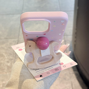 可爱波点立体指环扣木马适用iphone17promax手机壳苹果16pro保护套14个性创意13新款max超好看外壳15pro高级