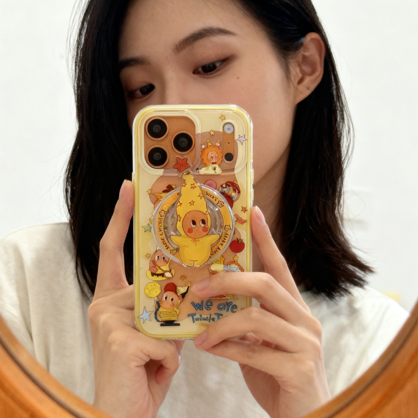 日韩可爱星星人适用于苹果17promax手机壳iphone15保护套14磁吸支架13全包新款16超火15pro网红爆款max手机套