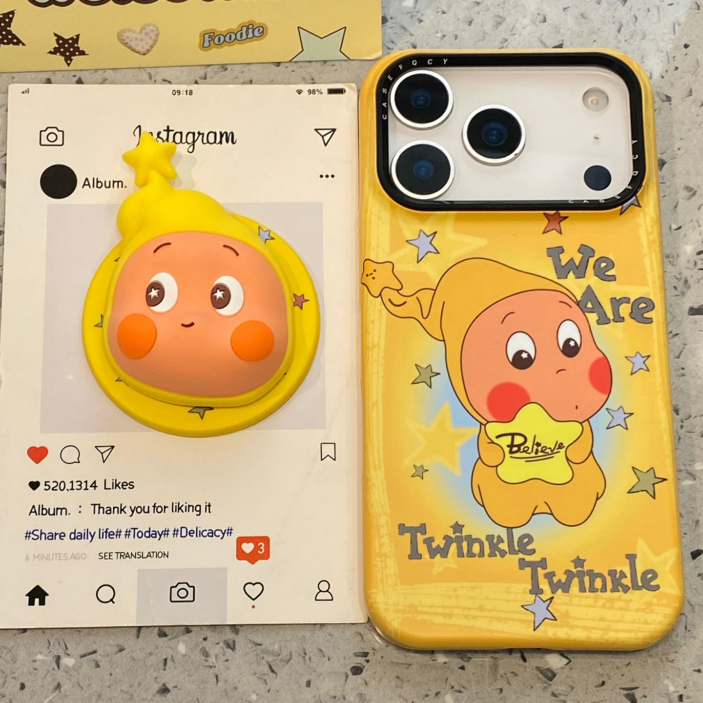 可爱卡通大头星星人磁吸支架适用于iphone17pro手机壳苹果16保护套14小众13防摔新款15promax创意max手机套潮