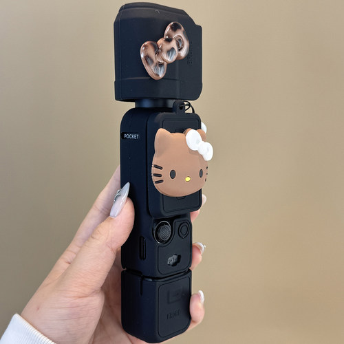 可爱ins复古豹纹卡通猫咪适用大疆pocket3保护壳pk3保护套三硅胶云台相机配件防摔挂绳少女心保护盖新款防尘