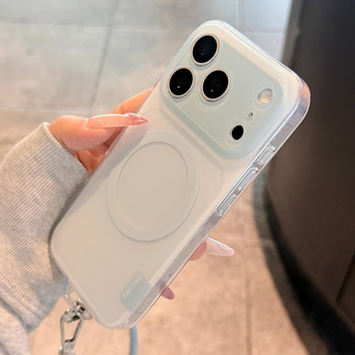 简约ins磨砂蓝色磁吸适用于苹果17promax手机壳iphone16保护套带挂绳新款15pro高级感max手机套高级感小众款
