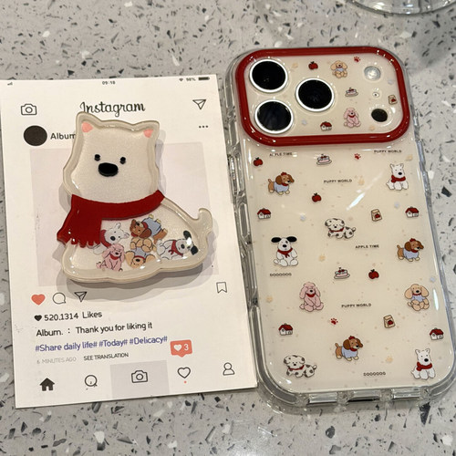 可爱卡通苹果小屋西高地适用于iphone17promax手机壳苹果15保护套17超火新款16pro摇摇乐支架max手机套巨好看