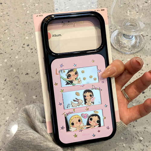 少女心粉宫格小玉补妆镜面适用于苹果17promax手机壳iphone16pro保护套15/14/13新款17pm超好看巨好看高级感