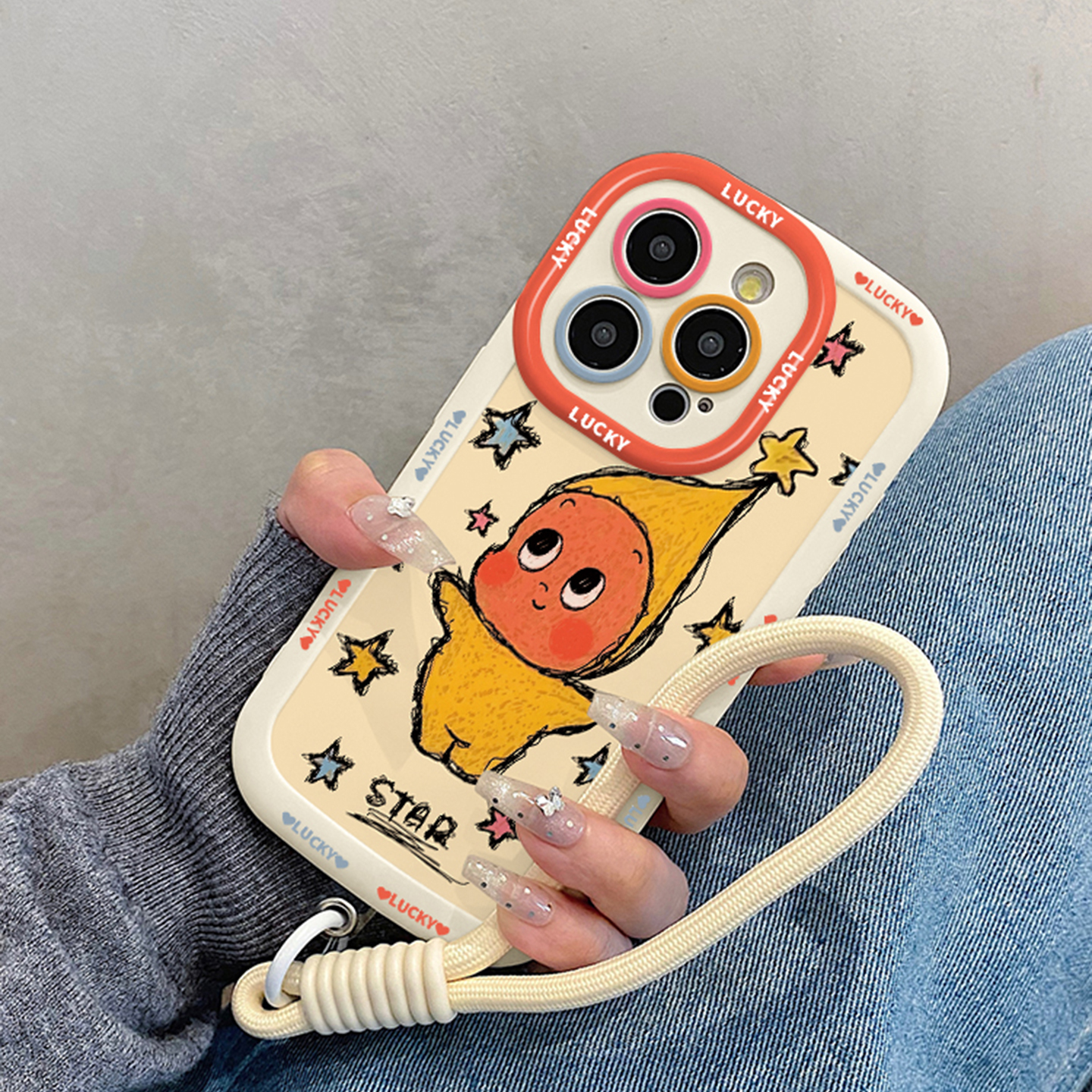 卡通可爱星星人适用iphone17promax手机壳苹果16pro挂绳15女款14软13/11/套12max外壳x/xs/xr/xsmax/8plus/7p