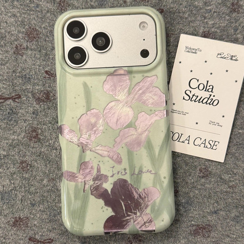 韩风ins小清新紫色鸢尾花适用于苹果17promax手机壳iphone16保护套文艺新款15pro独特max手机套全包防摔超火
