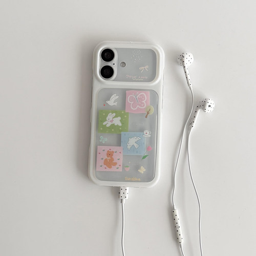 日韩ins风卡通插画适用于苹果17pro手机壳iphone16promax保护套新款15全包防摔透明17pm超好看外壳max手机套