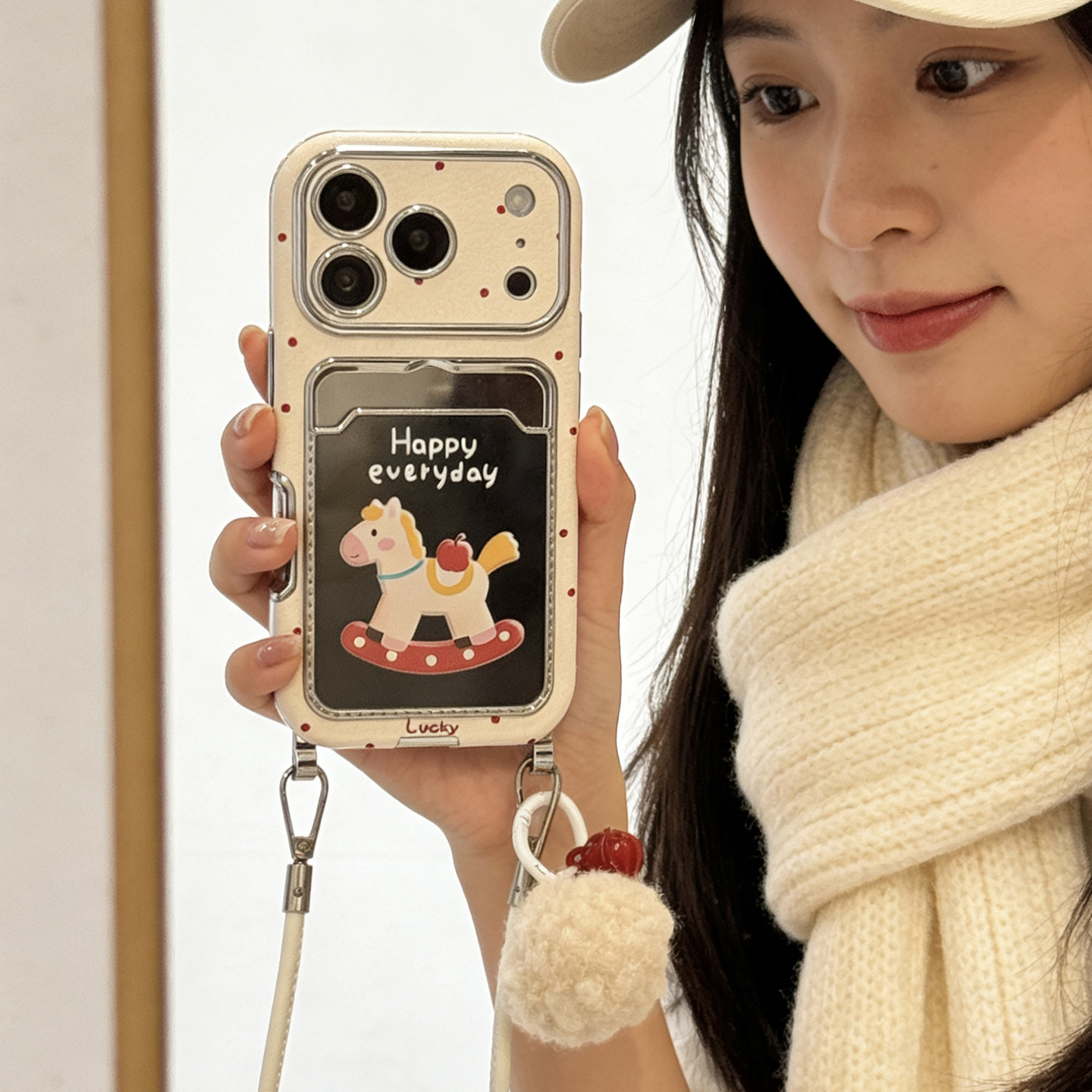 【每日新品】趣味卡通小马镜面卡包适用于苹果17promax手机壳iphone14保护套新款16带挂绳15pro马年max手机套,3C数码配件,手机保护套/壳,淘宝优惠券,粉丝福利购,淘宝优惠卷