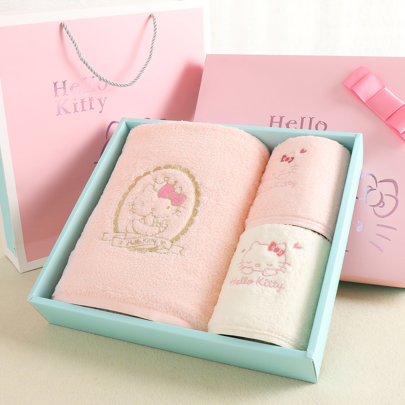 HELLOKITTY浴巾毛巾三件套礼盒