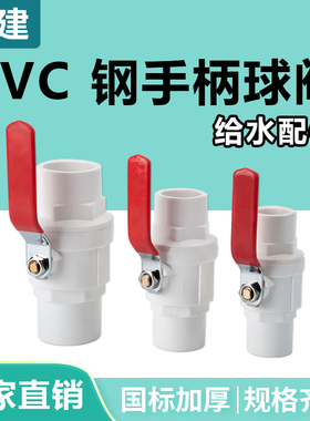 顶建pvc钢柄球阀开关阀门水管闸阀配件32弯头20 50 63 25钢手柄40