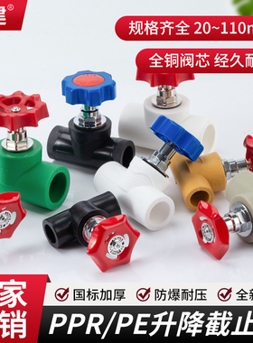 顶建ppr截止阀水管开关4分20 25 32升降式PE阀门加厚铜芯止水配件
