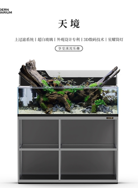 睿美鱼缸1号系列天境溪流缸客厅家用生态超白玻璃底滤水族箱