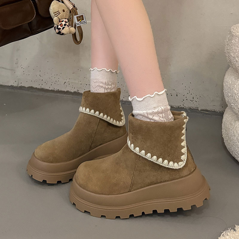 冬季加绒保暖厚底松糕雪地短靴女