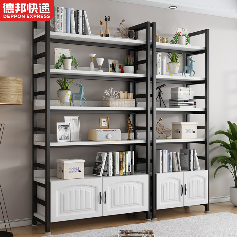 书架置物架落地多层铁艺家用简易书柜客厅收纳层架子钢木货架置物