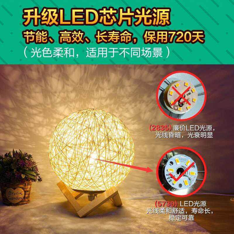 藤球许愿灯少女心可调光插插电宝婴儿遥控公主带的小夜灯女