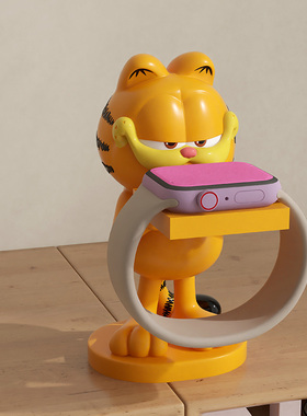 小众加菲猫系列摆件适用于苹果手表充电支架创意智能手表充电底座