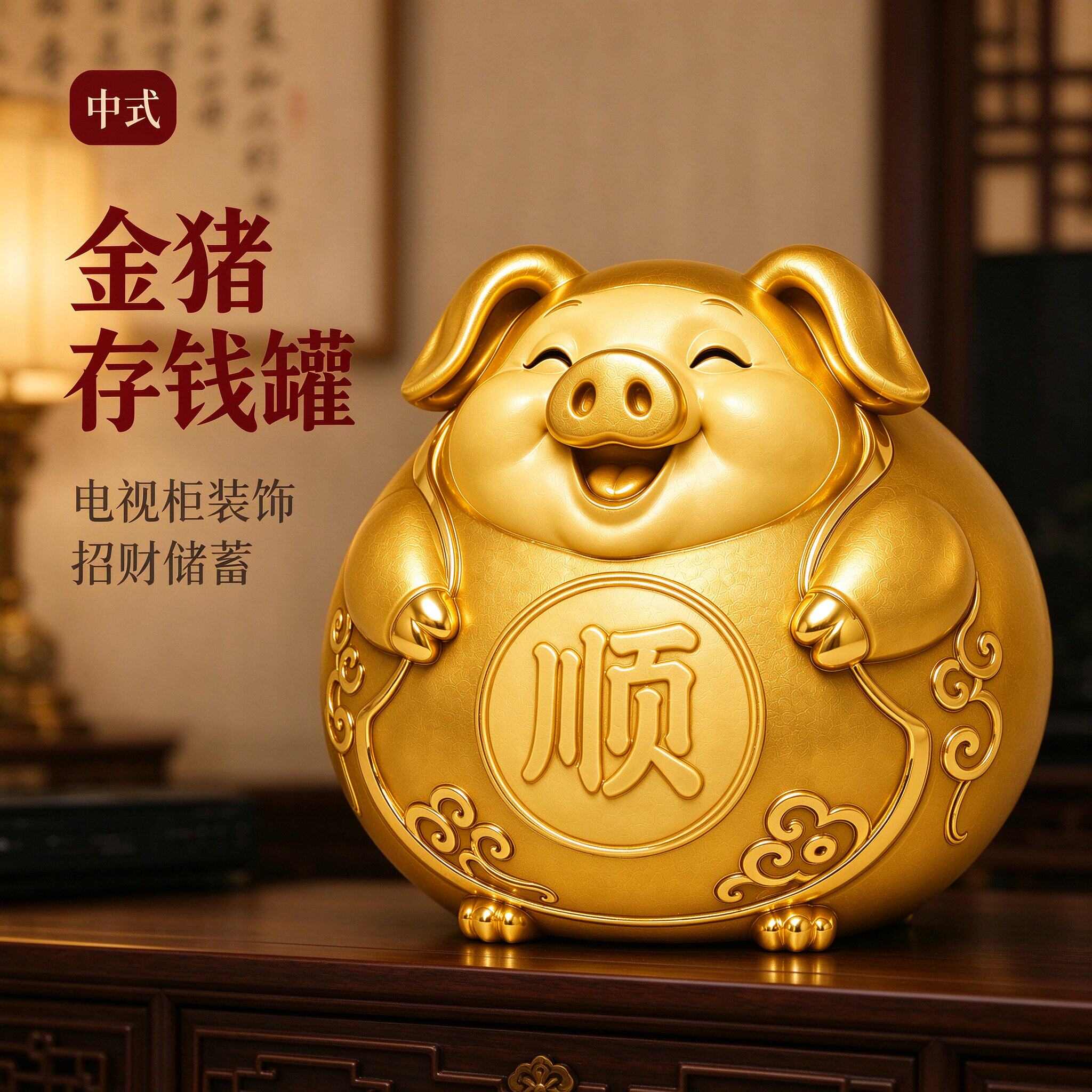 生肖猪喜庆招财金猪小猪储蓄罐存钱罐大容量儿童客厅桌面儿童摆件