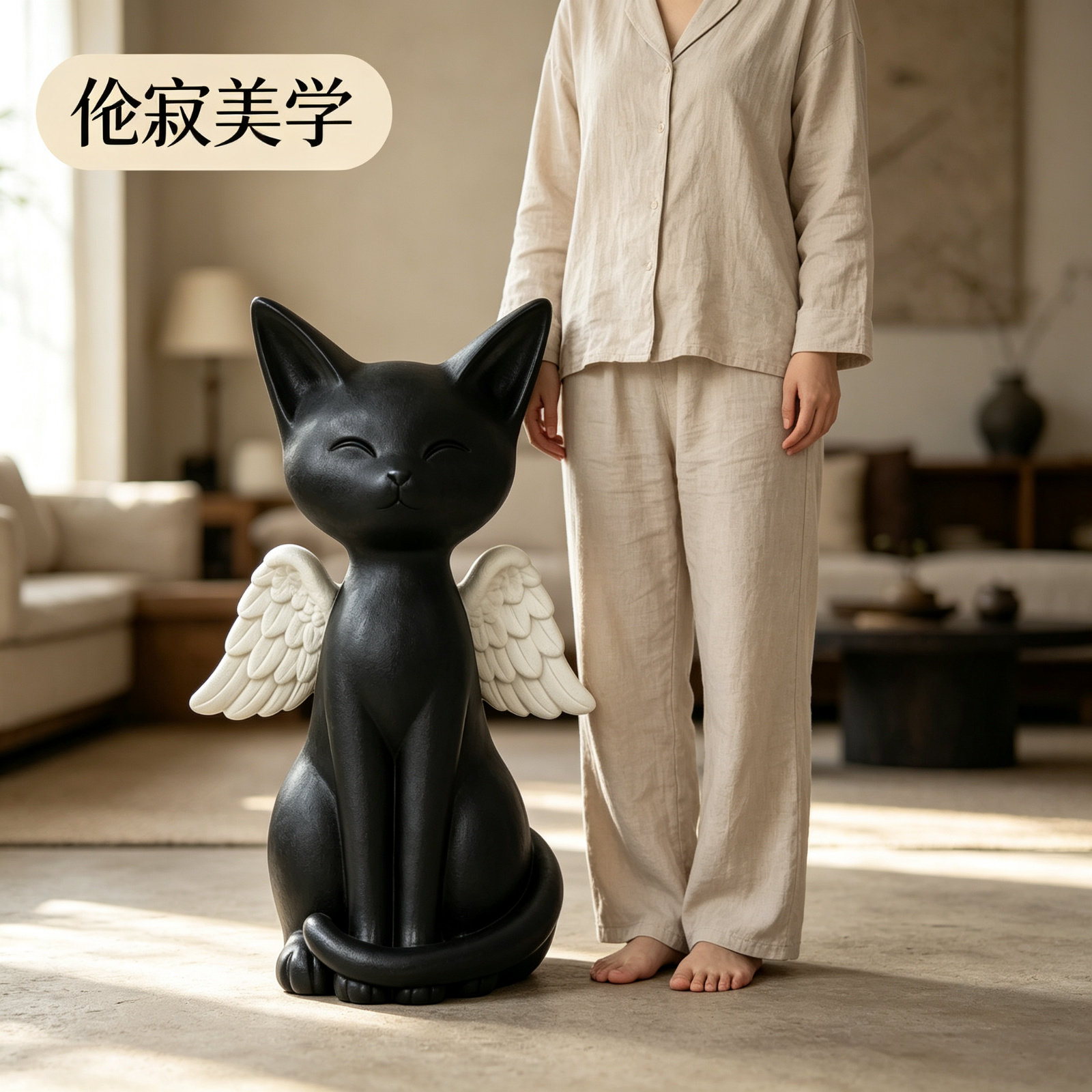 复古北欧大型黑猫家居软装暖房门店开业乔迁礼物电视柜旁装饰摆件