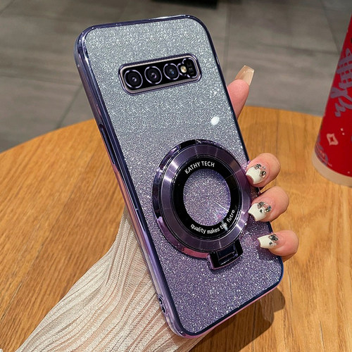 三星S10手机壳高端时尚渐变闪粉软壳GalaxyS10+新款创意磁吸支架超薄Samsungs10plus简约防摔全包保护适用于