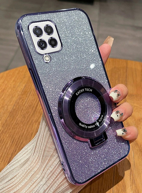 三星A22手机壳高级感时尚渐变闪粉软壳4GGalaxyF22新款女创意磁吸支架A20S超薄SamsungM22防摔全包保护适用于