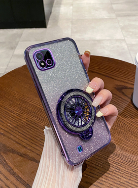 真我C20手机壳新款陀螺支架realmeC20A旋转解压创意C112021渐变闪粉透明保护套车载磁吸高级感个性防摔适用于