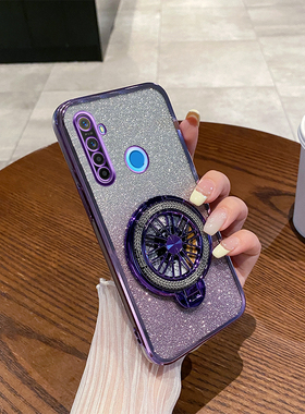真我5手机壳新款陀螺支架realme5pro旋转解压创意5i渐变闪粉5s透明保护套6i高级感个性磁吸超薄防摔软适用于